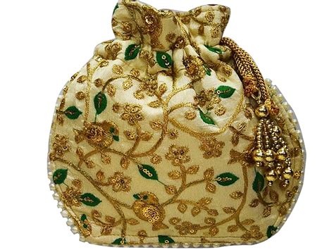 AyA Fashion Royal Ethnic Clutch Silk Potli Batwa Wallet Bag with Beads ...