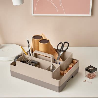 KUGGIS desk organiser set, 2 pieces, grey-beige/dark grey-beige ...
