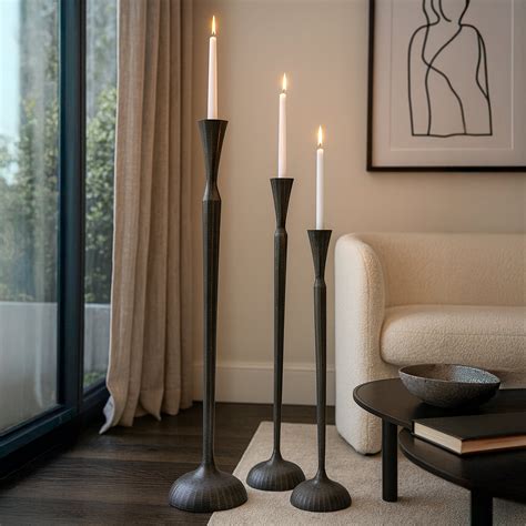 Bungalow Rose Cathyleen Tall Brass Floor Candle Holders – Set | Wayfair