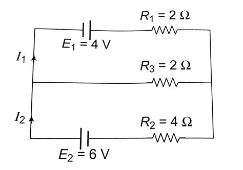 In the circuit shown below `E_(1) = 4.0 V, R_(1) = 2 Omega, E_(2) = 6.0 ...