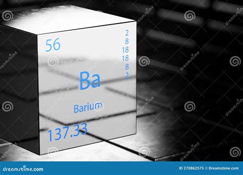 3D Illustration of Barium As Element 56 of the Periodic Table. Chemical Element Barium on a ...