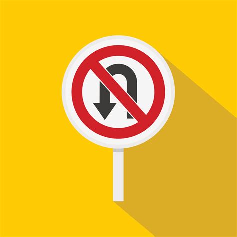 No U turn traffic sign icon, flat style 14739014 Vector Art at Vecteezy