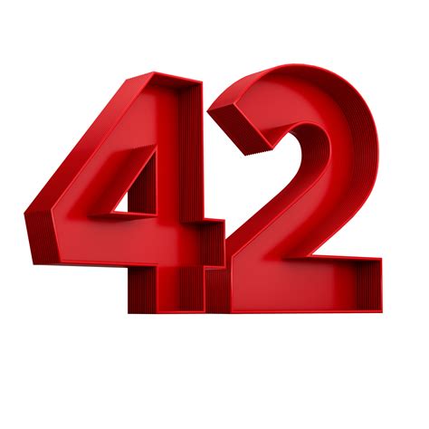 3d illustration of red number 42 or Forty Two inner shadow 23985242 PNG