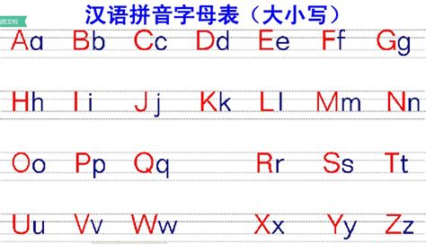 《汉语拼音字母表》（大小写对应）-26个大小写汉语拼音字母表
