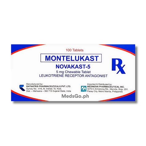 NOVAKAST-5 Montelukast 5mg - 1 Chewable Tablet price in the Philippines ...