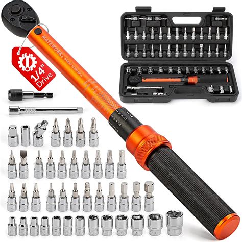 50PCS Inch Pound Torque Wrench Set, 1/4" Drive Bike Torque Wrench, 10 ...