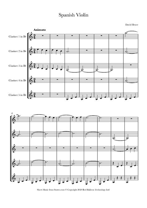 David Bruce - Spanish Violin Sheet music for Clarinet Choir - 8notes.com