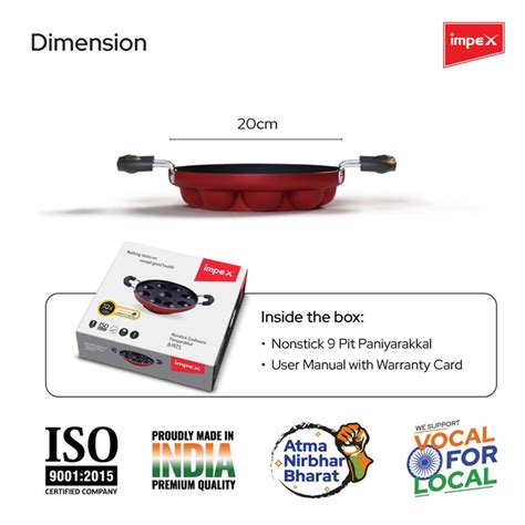 Impex Premium Non Stick Paniyarakkallu (Unniyappa Chatty, 9 Pits ...