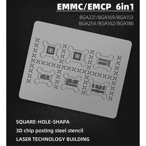 WYLIE 6 IN 1BGA REBALLING STENCIL FOR EMMC/EMCP/UFS IC CHIP - 3D