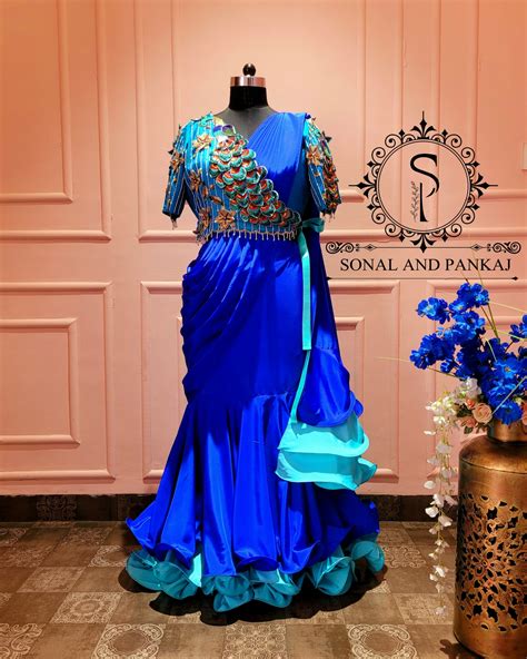 3d Peacock Embroidery Jacket Style Blouse With Ready To Wear Ruffle ...