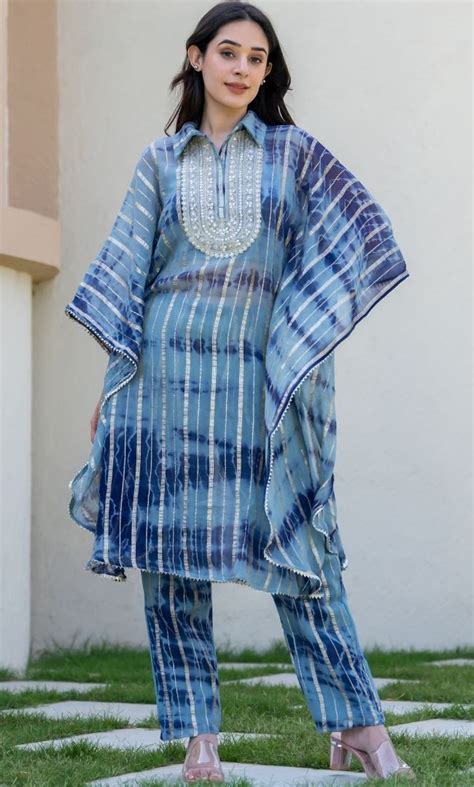 Bloom Blue Shibori Lurex Co-ord Set – House Of Jamoti