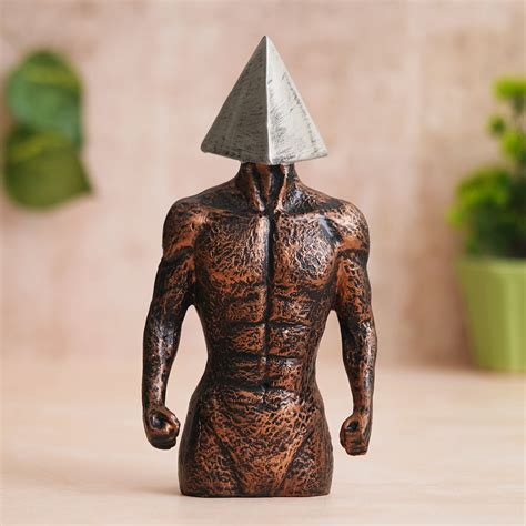 eCraftIndia Copper, Silver Polyresin Men Statue Triangle Sign On Face