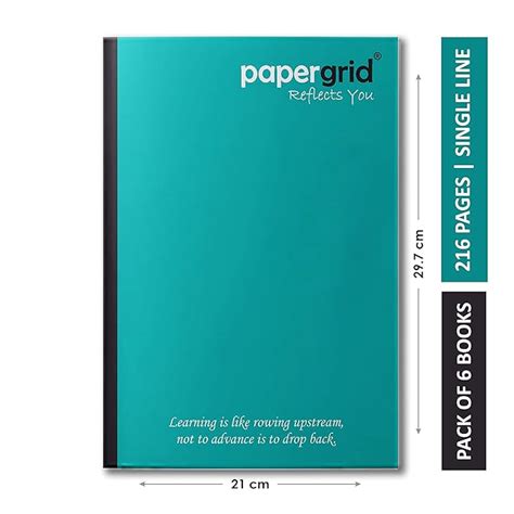 papergrid Notebook - A4 (29.7 cm x 21 cm), Single Line, 216 Pages, Soft ...