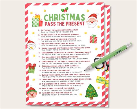 Christmas Pass the Present Game, Christmas Gift Exchange Game, White ...