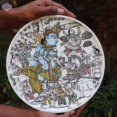 10" Krishna Life Story Pattachitra Wall Decor Plate – Trove Craft India