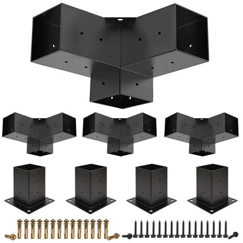 Buy Pergola Brackets, 4 Pack Woodworks Pergola Kit 3-Way Right Angle ...