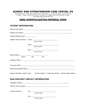 Fillable Online KHCC ESRD referral form Fax Email Print - pdfFiller