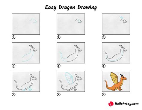 Easy Dragon Drawing - HelloArtsy