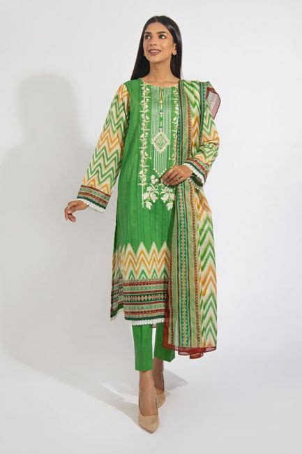 Green Printed Lawn Pakistani Suit Set With Embroidery – Stilento