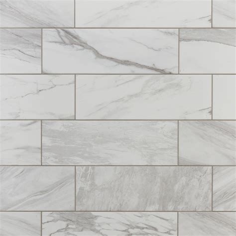 Marble Art Polished White Ceramic Tile | Floor and Decor