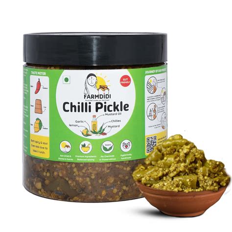 Farm Didi Spicy Green Chilli Pickle In Fresh Homemade Pickles 325G ...