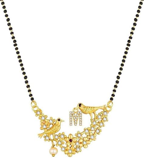 Buy Rare Bird | M Letter Mangalsutra Gold Plated Pendant Fashionable ...