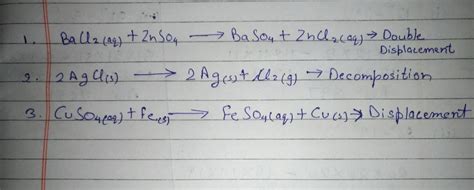 Match the column in the following table.Reactants1) BaCl. +ZnSO4(aq)2 ...