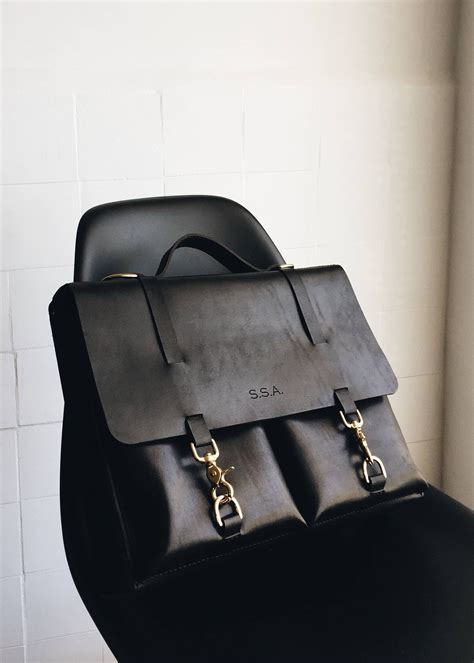 Genuine Leather Mens Work handbag by EWITTCO. Personalized black ...