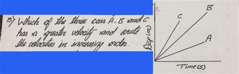Which of the 3 cars A, B and C has a greater velocity and write thr ...