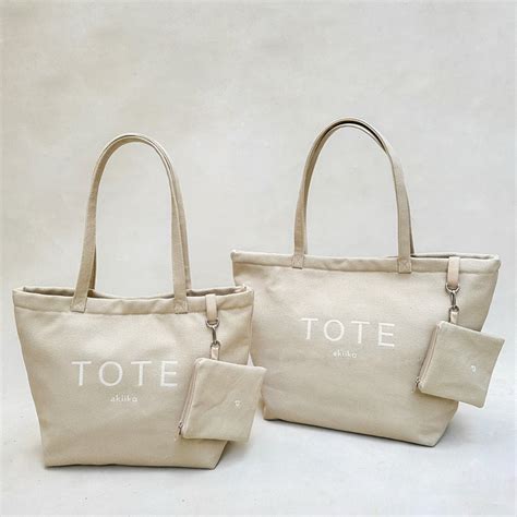 Grain Curve Embroidered Tote Bag Oatmeal Small – Cotton T... – akiiko
