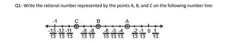 Q1- Write the rational number represented by the points A, B, and C on ...
