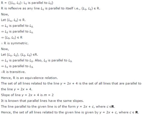 Let L be the set of all lines in XY plane and R be the relation in L ...