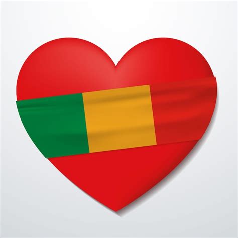 Coeur avec le drapeau malien | Vecteur Premium