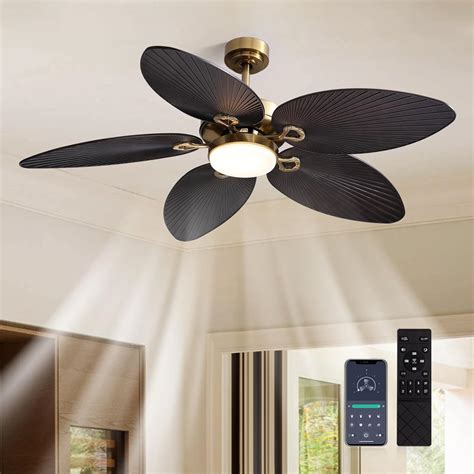 52 Inch Tropical Ceiling Fan with LED Light and Remote Control,Indoor ...