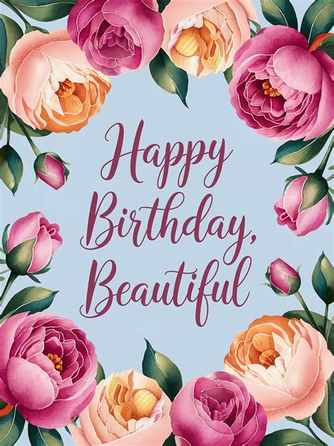 Free Download Happy Birthday Beautiful Floral Greeting Card