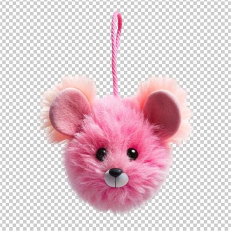 A cute pink fluffy mouse like animal with a hanging strip | Premium AI ...