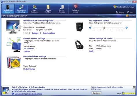 HP MediaSmart Server Interface Pics
