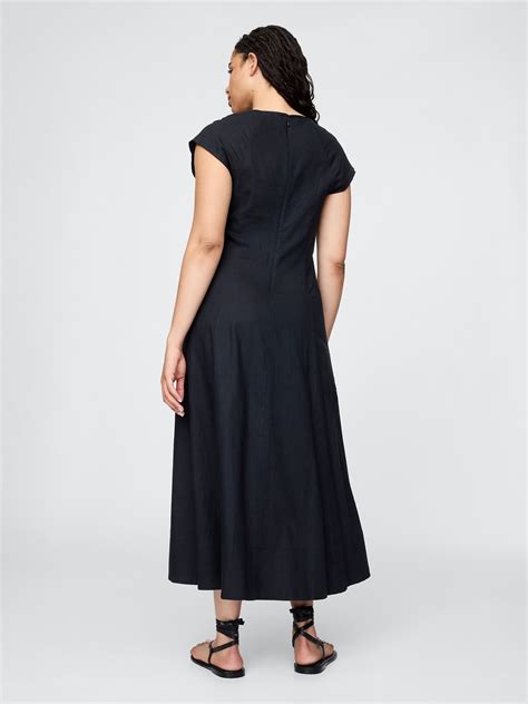 Linen-Blend Cap-Sleeve Maxi Dress | Gap