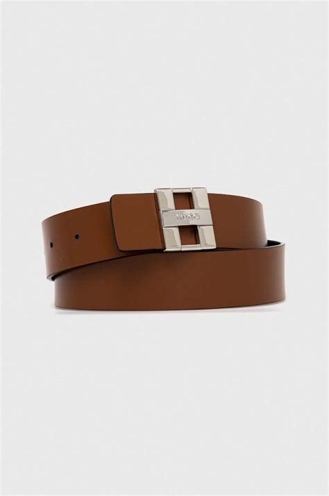 HUGO pasek skórzany dwustronny damski kolor czarny | Answear.com