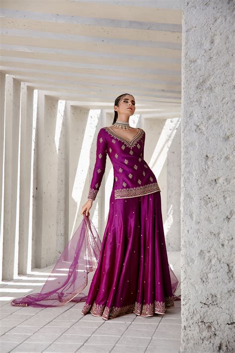 Irish Purple Flared Sharara Set