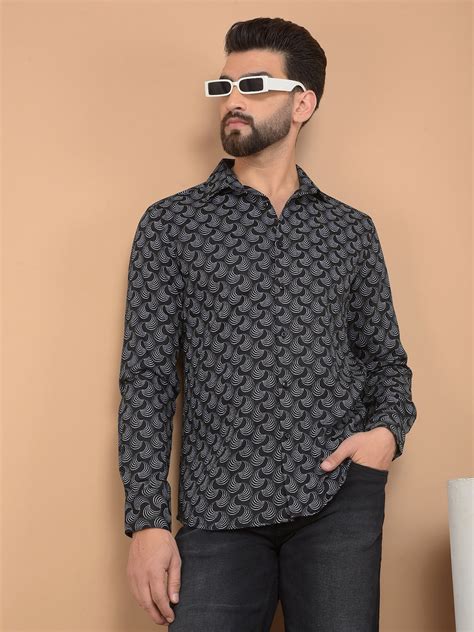 Black Printed 100% Cotton Shirt – Crimsoune Club