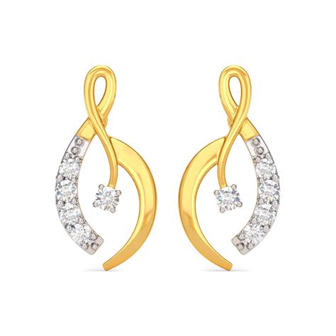 Joyalukkas 18k (750) Yellow Gold and Diamond Stud Earrings for Girls ...