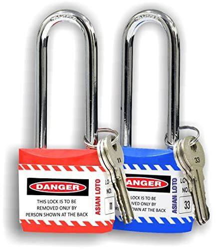 Asian Loto Long Shackle Jacket Padlock with 3 Keys (Set of 2) Red ...