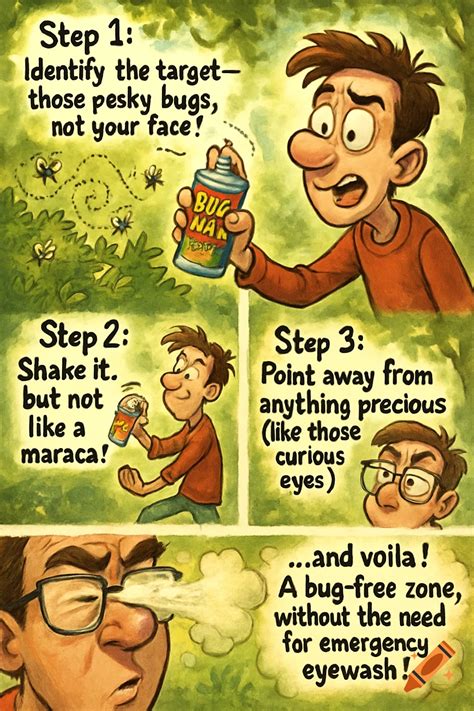 Humorous cartoon showing a man following step-by-step instructions for ...