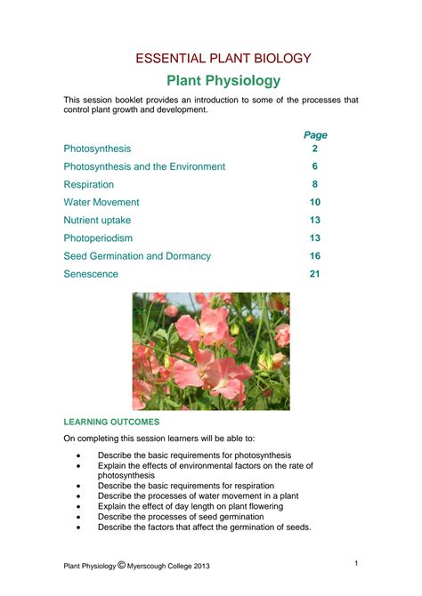SOLUTION: Introduction to plant physiology - Studypool