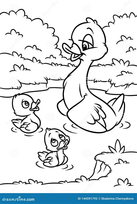 Duck And Duckling Coloring Pages