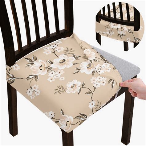 BRIDA Stretchable Floral Geometric Printed Dining Chair Seat Covers ...