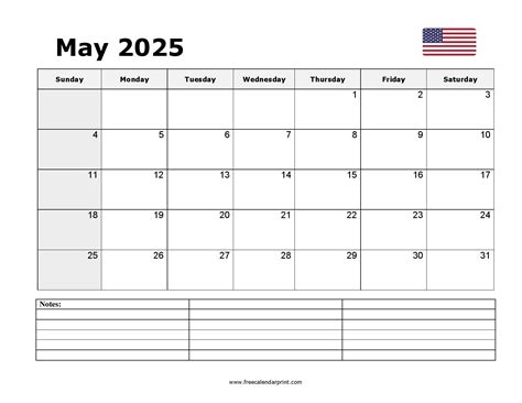 Printable May Calendar 2025