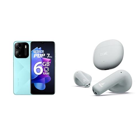 Tecno POP 7 Pro (Uyuni Blue, 3GB RAM,64GB Storage) | Ty & Boat Airdopes ...