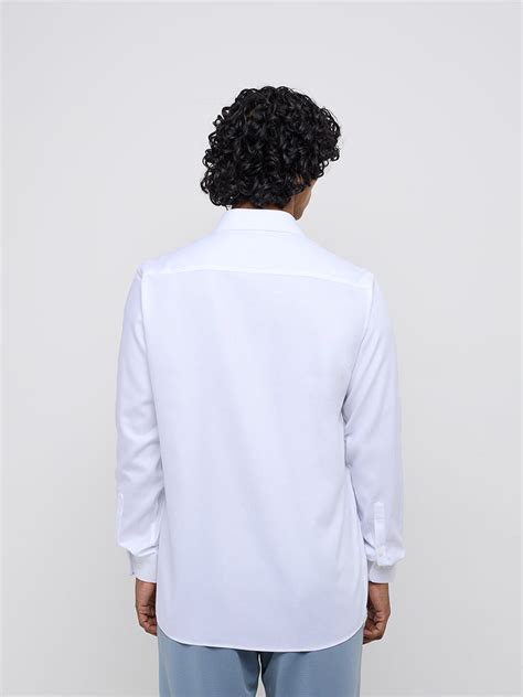 Buy WES Formals White Slim-Fit Cotton Shirt from Westside